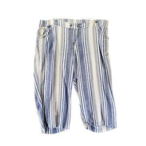 Lane Bryant Pants Womens Size 20 Blue Striped Clam Digger Capri